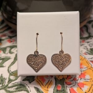 Gold Heart Dangle Earrings